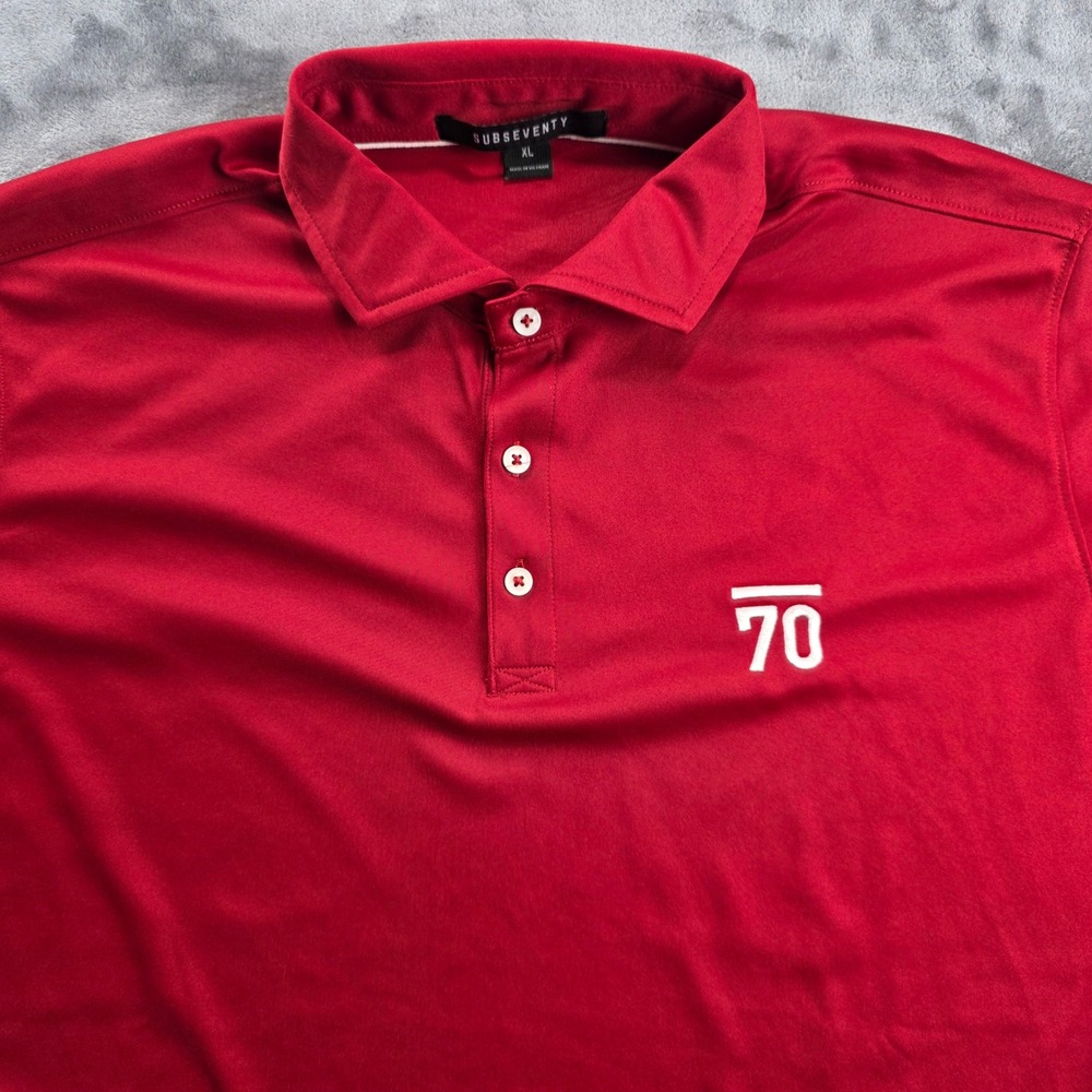 Subseventy Polo Shirt Mens XL Red Short Sleeve Performance Golf Top 70 Logo - Picture 2 of 10